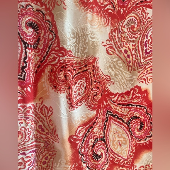 JM Collection Pink and Red‎ Paisley Long Sleeve Blouse Size P/XL - Picture 7 of 8